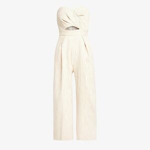 Topshop Cream Striped Strapless Jumpsuit